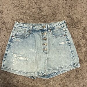 Light Blue Denim Button-Up shorts (looks like a skirt in front)